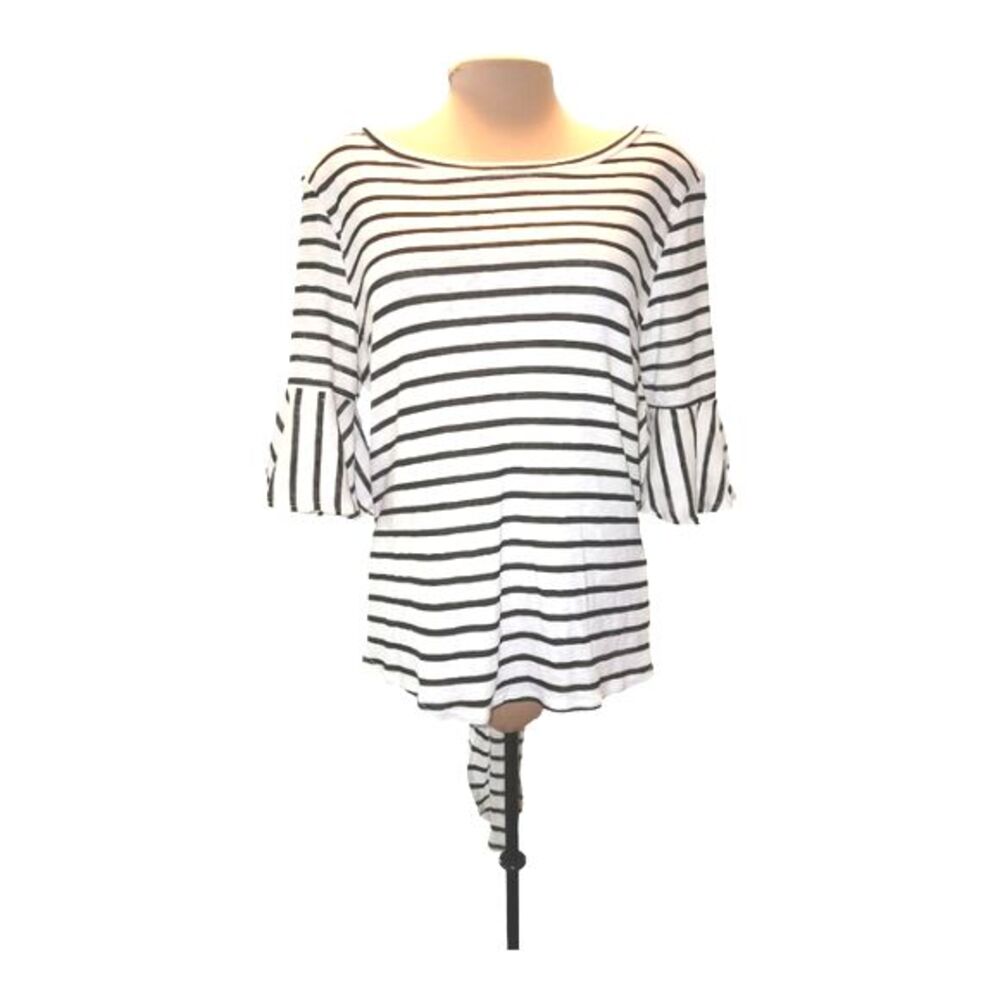 Blu Pepper NWT Still Into You Ivory & Black Striped Knotted Blouse Size L
